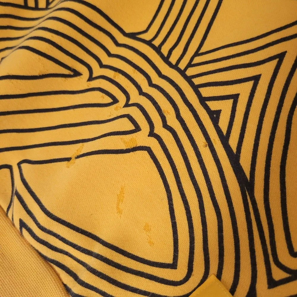 Adidas Large Hoodie Mens Yellow Black Trefoil All Over Print Graphic Pullover